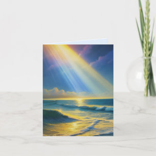 Tarjeta de felicitación por los rayos de sol en el