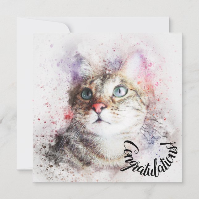 Tarjeta de Felicitación por Nuevo Gato Mascota (Anverso)