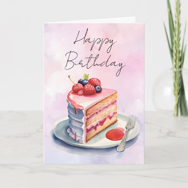 Tarjeta de felicitación por pastel de cumpleaños d (Anverso)