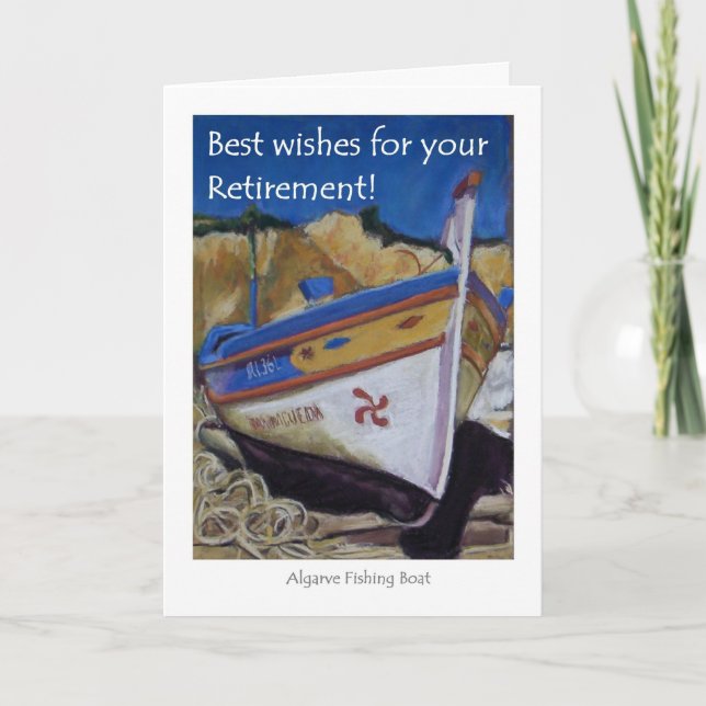 Tarjeta de felicitación por retiro - Barco pesquer (Anverso)