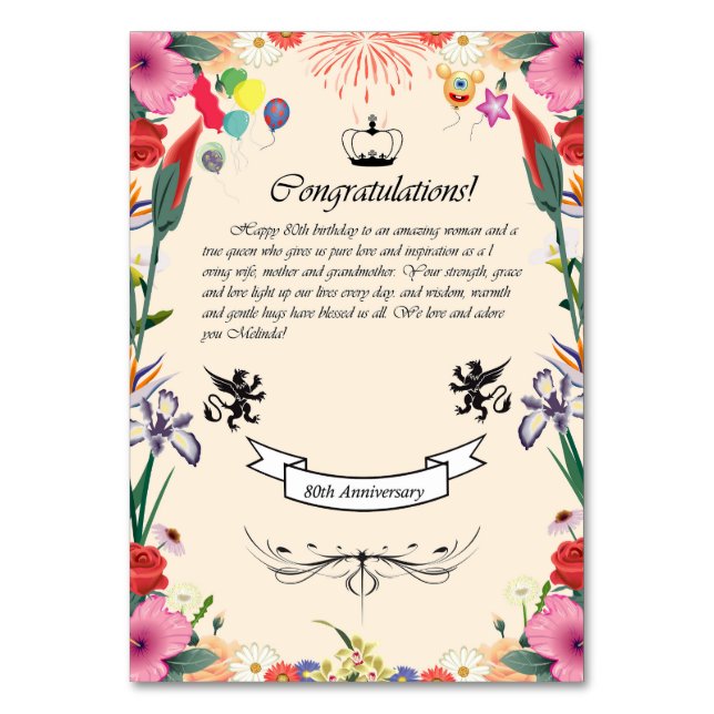 Tarjeta de felicitación por su cumpleaños número 8 (Anverso)