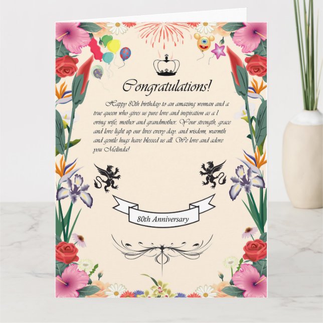 Tarjeta de felicitación por su cumpleaños número 8 (Anverso)