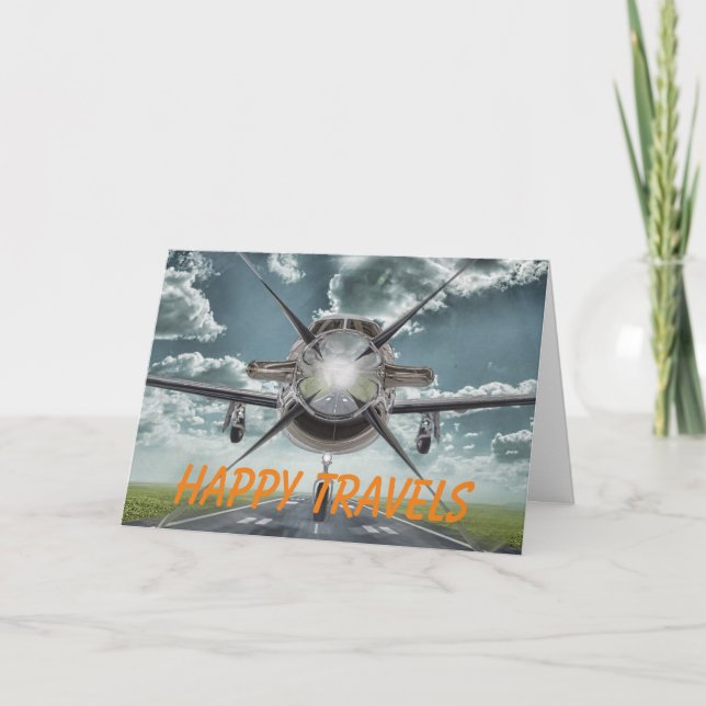 Tarjeta de felicitación por viajes felices (Anverso)
