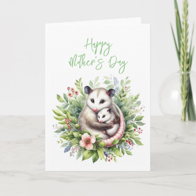 Tarjeta de felicitación Possum del día de la madre (Anverso)