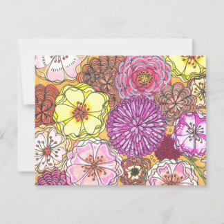 Tarjeta de felicitación postal floral de mano