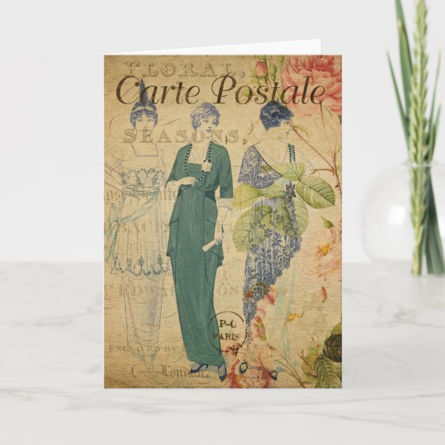 Tarjeta de felicitación postal francesa (Anverso)