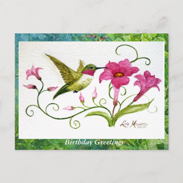 Tarjeta de felicitación Postal Hummingbird (Anverso)