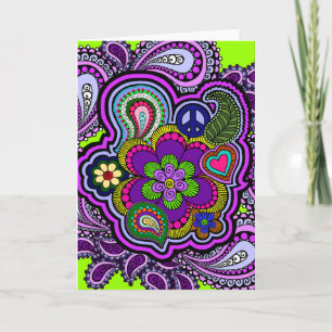 Tarjeta de felicitación Psychedelic Purple Paisley