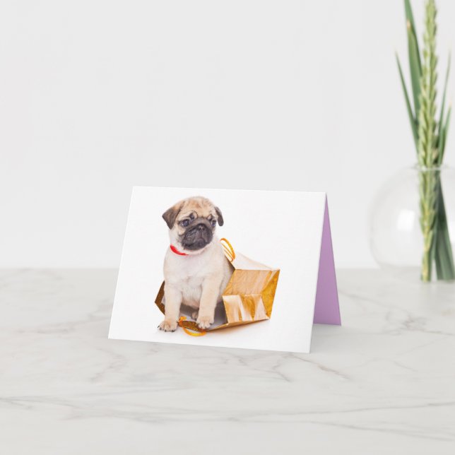 Tarjeta de felicitación Pug Puppy Dog Blank (Anverso)