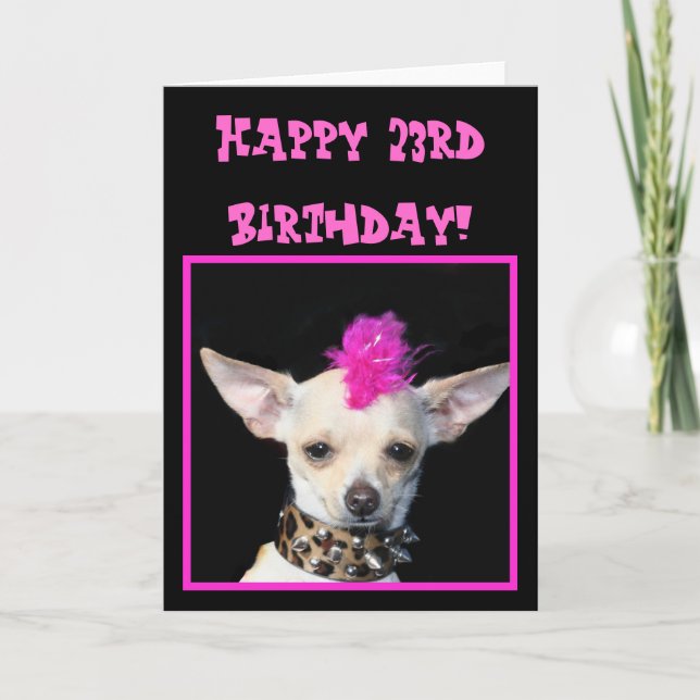 Tarjeta de felicitación punky de la 23ro chihuahua (Anverso)