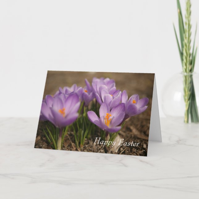 Tarjeta de felicitación Purple Crocus Easter (Anverso)