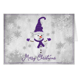 Tarjeta de felicitación Purple Cute Snowman Holida