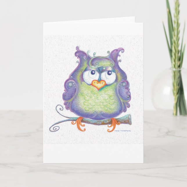 Tarjeta de felicitación Purple Owl (Anverso)