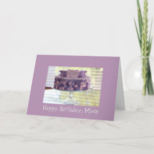 Tarjeta de felicitación púrpura de la torta de