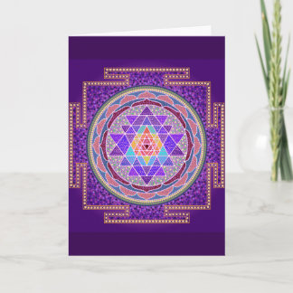 Tarjeta de felicitación púrpura de Sri Yantra