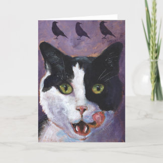 Tarjeta de felicitación púrpura del gato