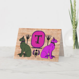 Tarjeta de felicitación púrpura del monograma del