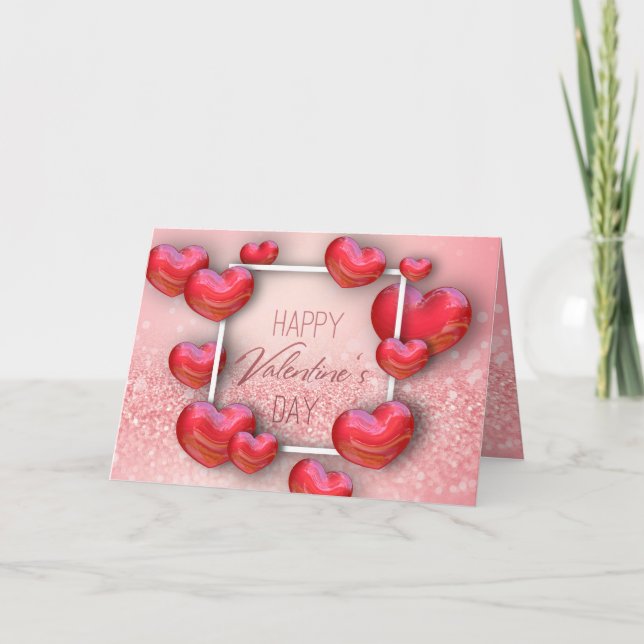 Tarjeta de felicitación Purpurina el día de San Va (Anverso)