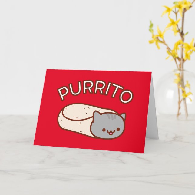 Tarjeta de felicitación PURRITO Cat (flor amarilla)
