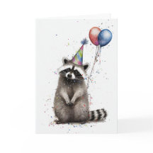 Tarjeta de felicitación Raccoon Birthday Party