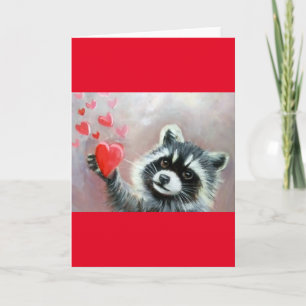 Tarjeta de felicitación Raccoon Hearts Valentine B