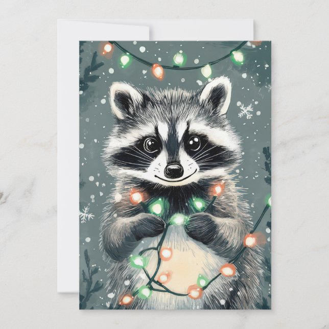 Tarjeta de felicitación Racoon para Navidades fest (Anverso)