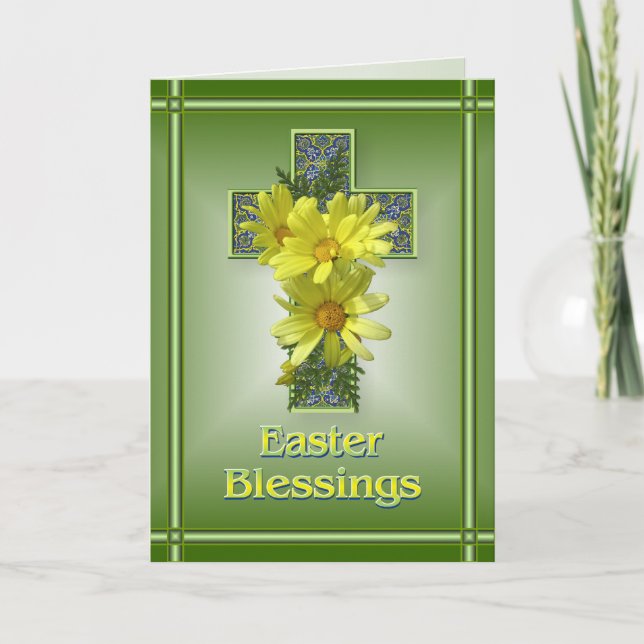 Tarjeta de felicitación Radiant Cross Easter Bless (Anverso)