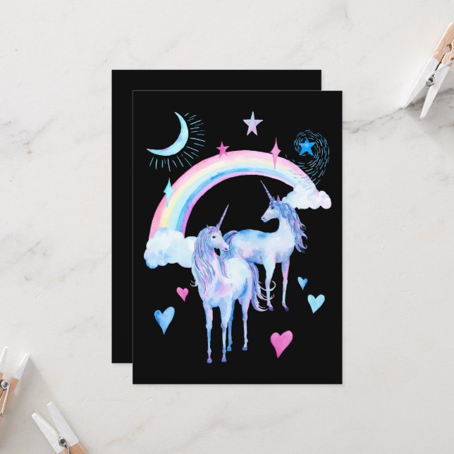 Tarjeta de felicitación Rainbow and unicorns (Anverso/Reverso In Situ)