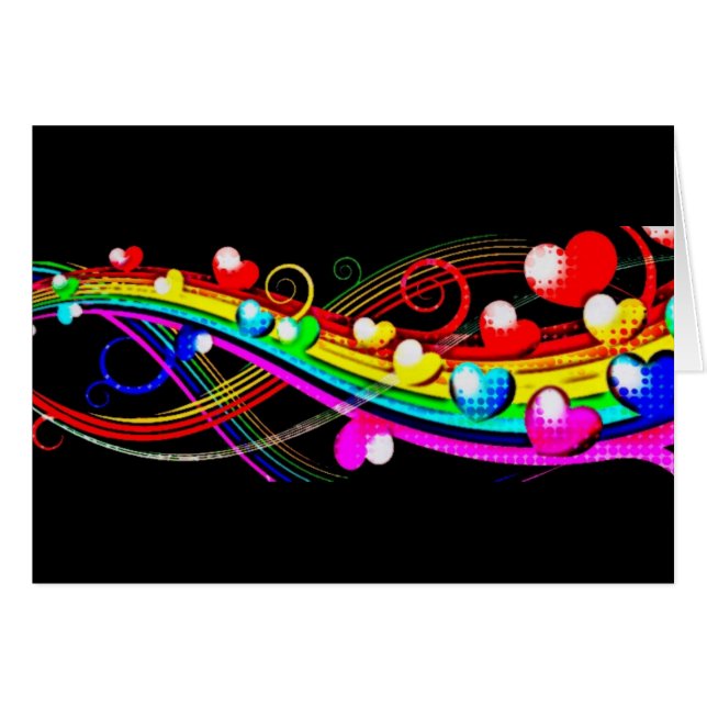 Tarjeta de felicitación Rainbow Hearts (Anverso (Horizontal))