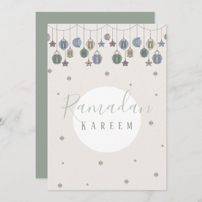 Tarjeta de felicitación Ramadán Kareem, tarjeta de (Anverso / Reverso)