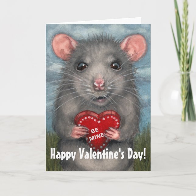 Tarjeta de felicitación Rat El día de San Valentín (Anverso)