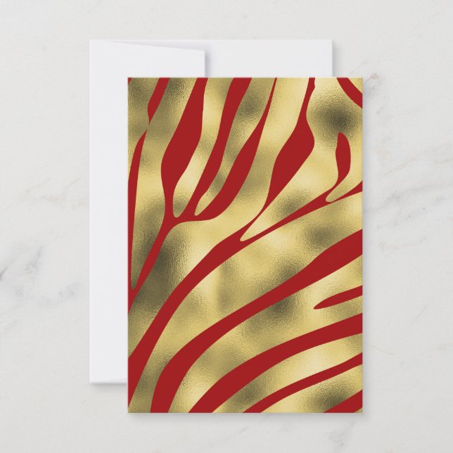 Tarjeta de felicitación Red and Gold Zebra Blank (Anverso)