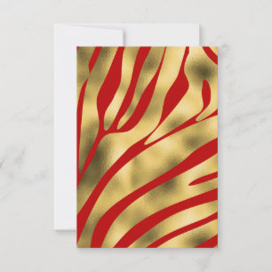 Tarjeta de felicitación Red and Gold Zebra Blank
