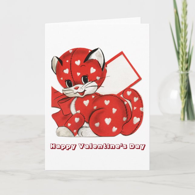 Tarjeta de felicitación Red Kitten Valentine (Anverso)