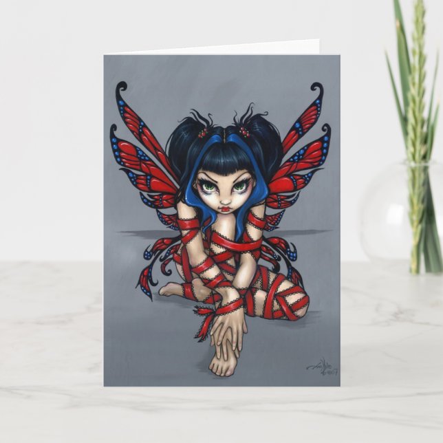 Tarjeta de felicitación "Red Ribbon Fairy" (Anverso)