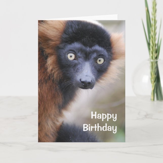 Tarjeta de felicitación Red Ruffed Lemur (Anverso)