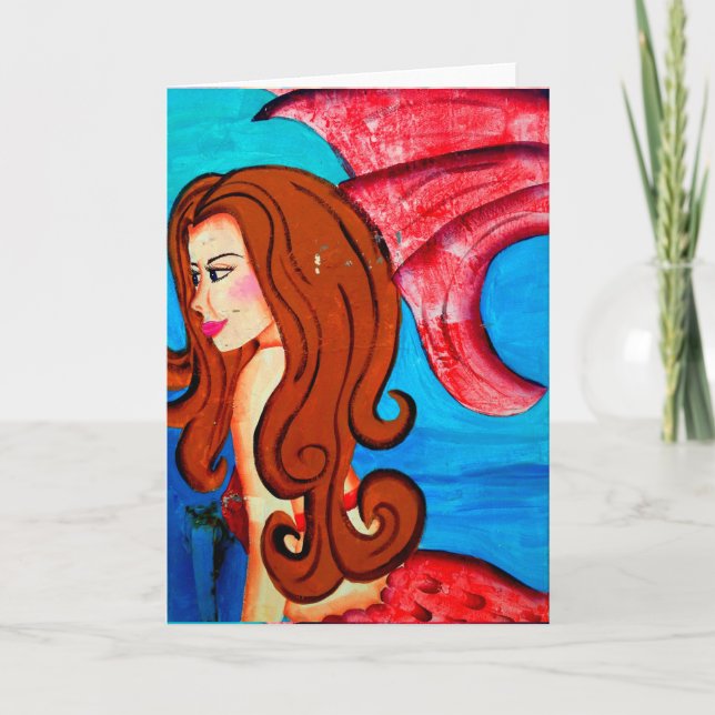 tarjeta de felicitación redheaded de la sirena (Anverso)