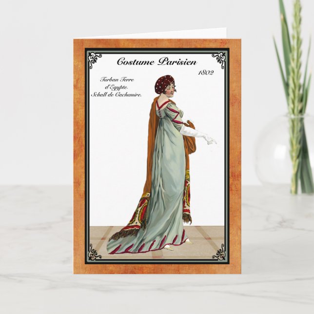 Tarjeta de felicitación Regency Fashion 1802 (Anverso)