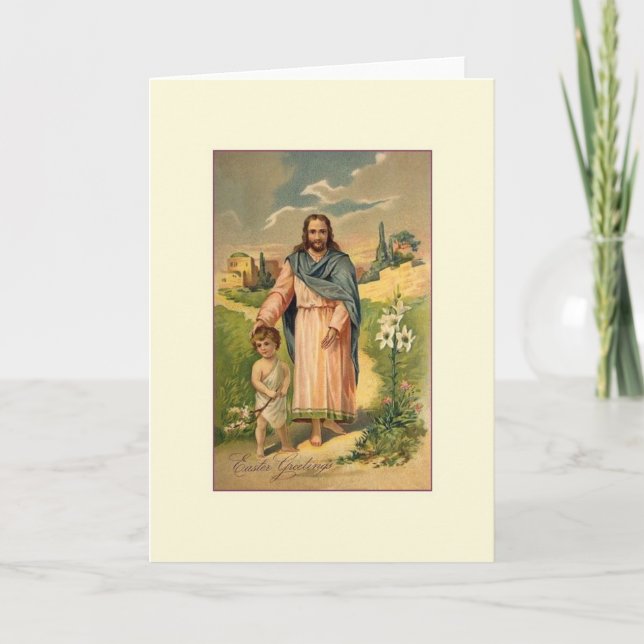 Tarjeta de felicitación religiosa de Pascua de Jes (Anverso)