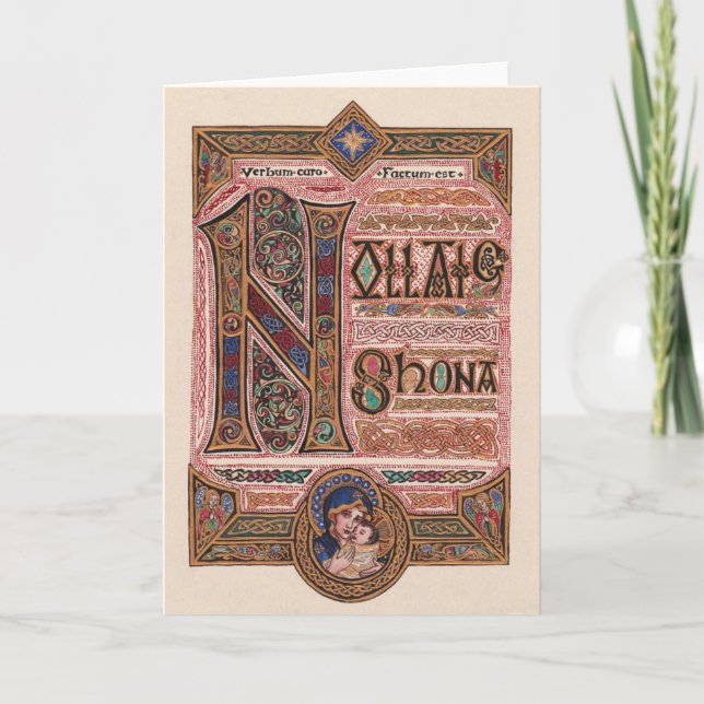 Tarjeta de felicitación religiosa irlandesa del (Anverso)
