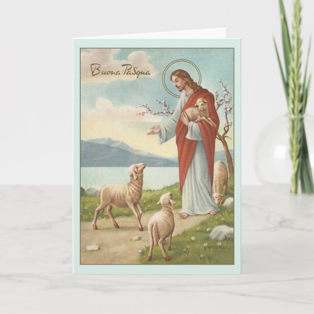 Tarjeta de felicitación religiosa italiana de (Anverso)