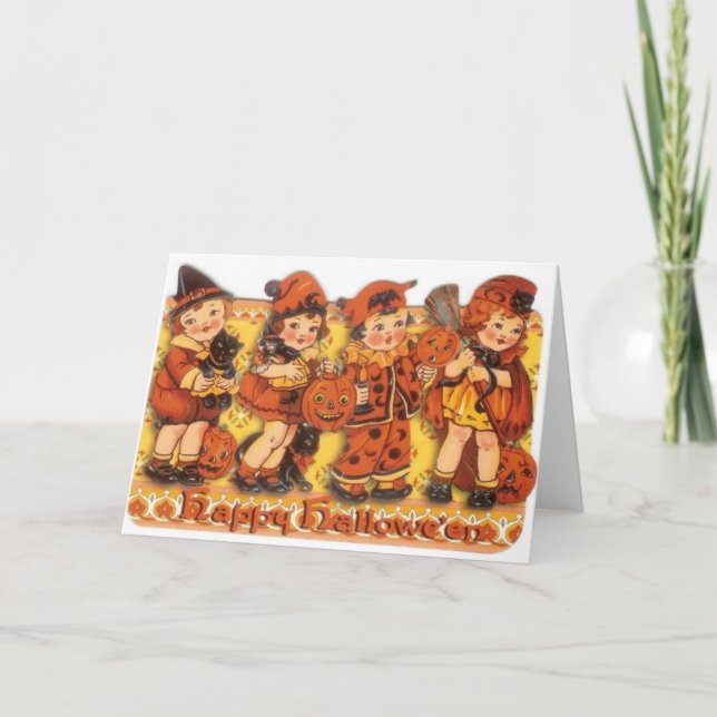 Tarjeta de felicitación retra de Halloween (Anverso)