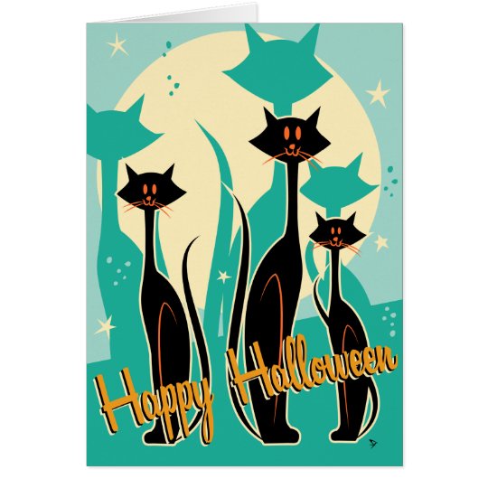 Tarjeta de felicitación retra de Halloween del