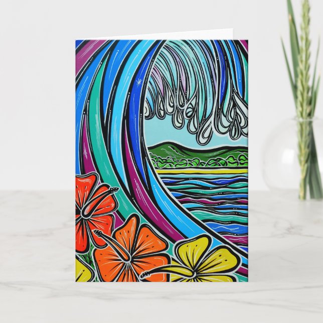 Tarjeta de felicitación retra de la onda (Anverso)