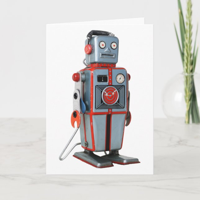 Tarjeta de felicitación retra del espacio en (Anverso)