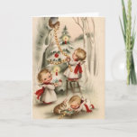 Tarjeta de felicitación retra del navidad del<br><div class="desc">Tarjeta de felicitación retra del navidad del vintage adaptable. Este el navidad envía sus deseos calientes a los amigos y a la familia con esta tarjeta de felicitación.</div>