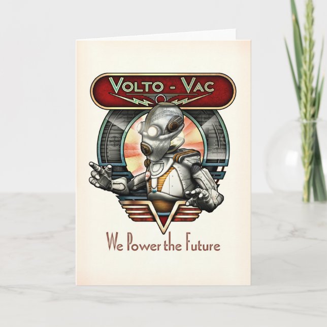 Tarjeta de felicitación retra del robot Volto-VAC (Anverso)
