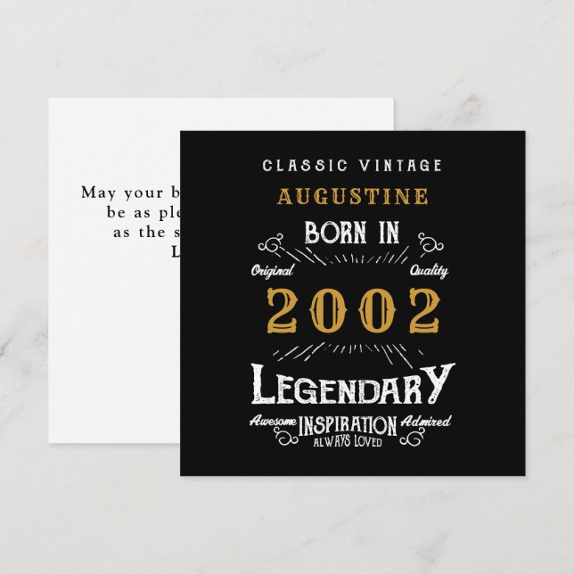 Tarjeta de felicitación Retro Black Gold de 2002 (Anverso / Reverso)