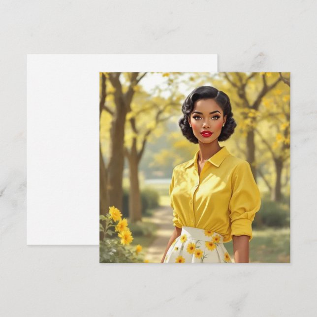 Tarjeta de felicitación Retro Black Woman Blank (Anverso / Reverso)