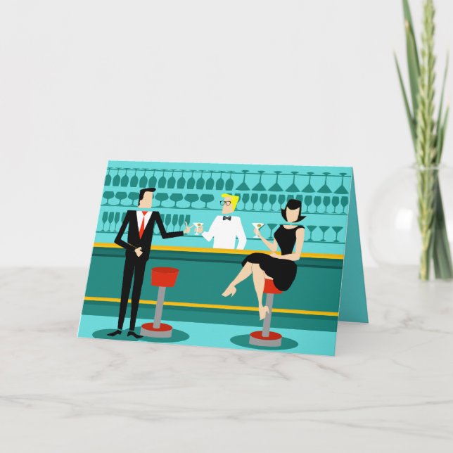 Tarjeta de felicitación Retro Cocktail Lounge (Anverso)